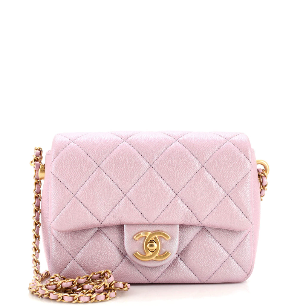 Chanel My Perfect Adjustable Chain Flap Bag Quilted Iridescent Caviar Mini  Purple 2260382