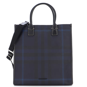 Burberry Convertible Tote London Check Coated Canvas with Leather Medium