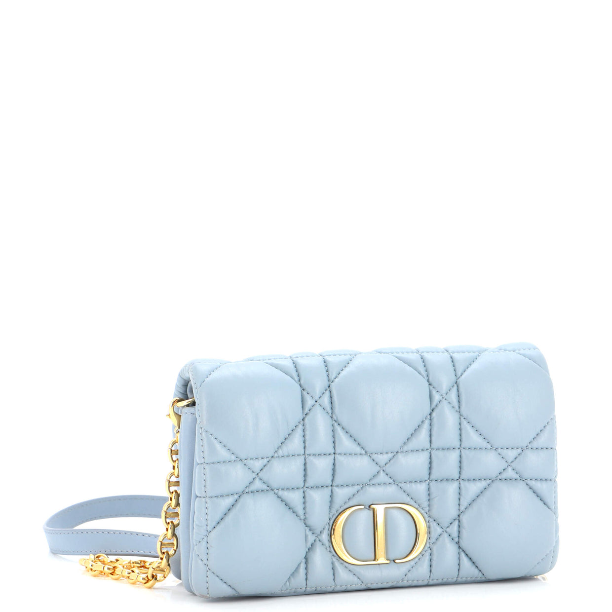 Christian Dior Caro Bag Padded Macrocannage Quilt Calfskin Mini Blue