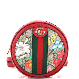 Gucci Ophidia Round Backpack Flora GG Coated Canvas Mini