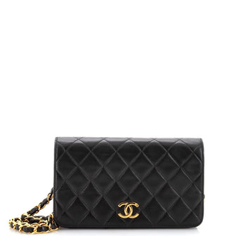 Chanel Vintage mini full flap bag black lambskin