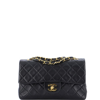 Chanel Black Quilted Lambskin Vintage Small Classic Double Flap