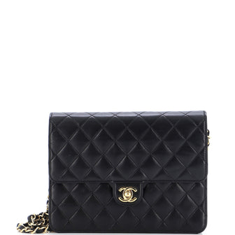 Chanel Vintage Clutch with Chain Quilted Leather Small Black 226050172