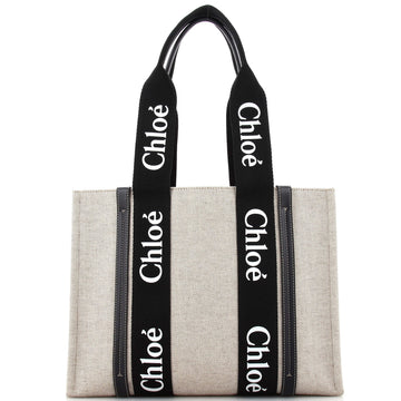 Chloe Woody Tote Canvas with Leather Medium