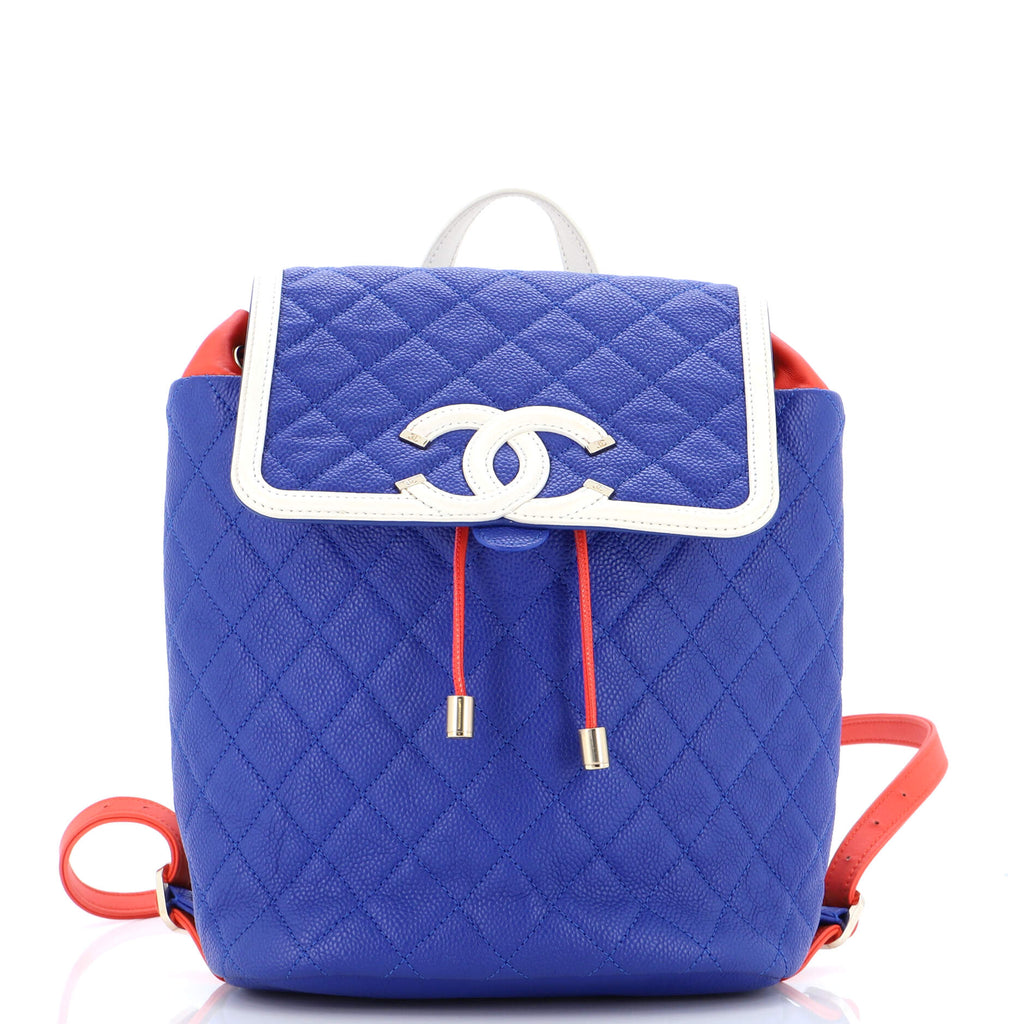 Chanel Filigree Backpack Quilted Caviar Large Blue 226050204