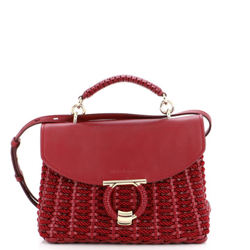 Salvatore Ferragamo Margot Satchel Fabric with Leather Small