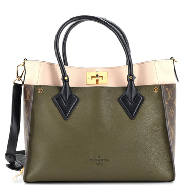 Louis Vuitton On My Side Tote Leather with Monogram Canvas MM