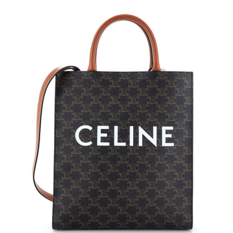 Celine Vertical Cabas Tote Triomphe Coated Canvas Small