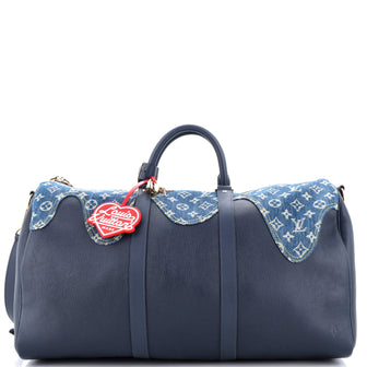 Louis Vuitton Keepall Bandouliere Bag Monogram Denim 50 Blue