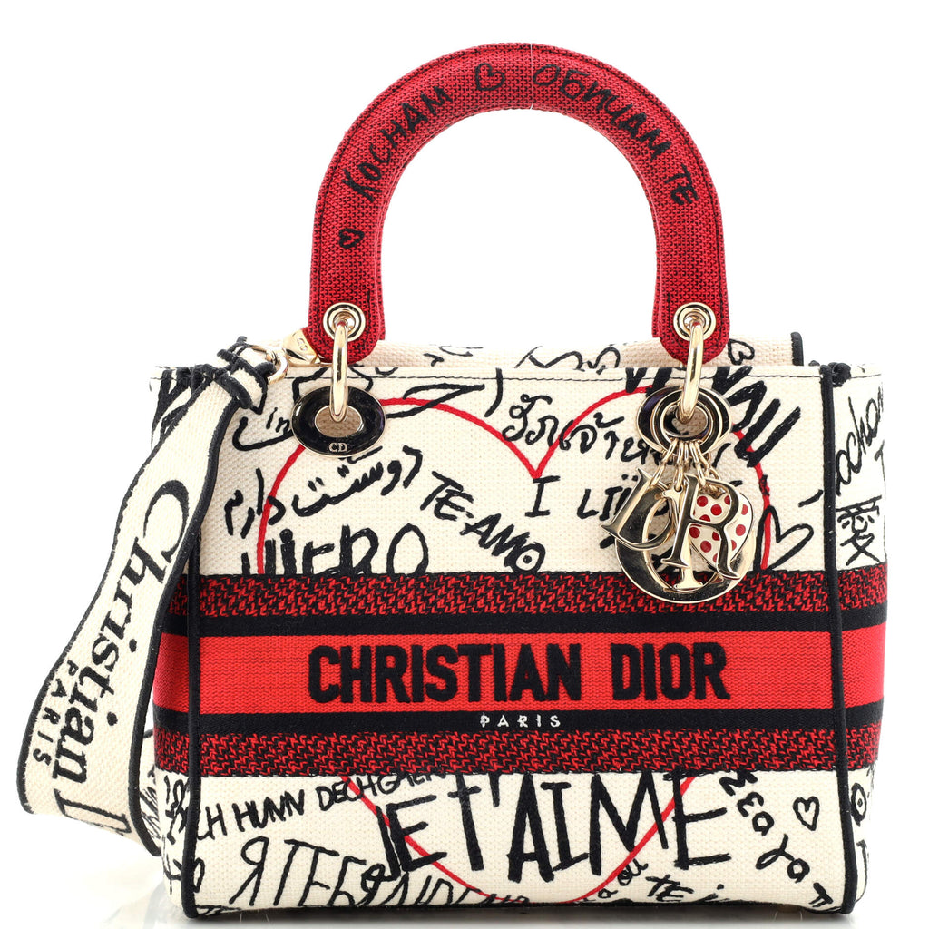 Christian Dior Medium Lady Dior Embroidered Leather Shoulder Bag