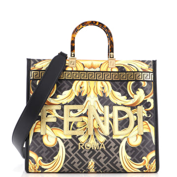 Versace x Fendi Fendace Sunshine Shopper Tote Printed Zucca Jacquard Medium