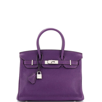 Hermes Birkin Handbag Purple Togo with Palladium Hardware 30