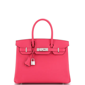 Hermes Birkin Handbag Pink Epsom with Palladium Hardware 30