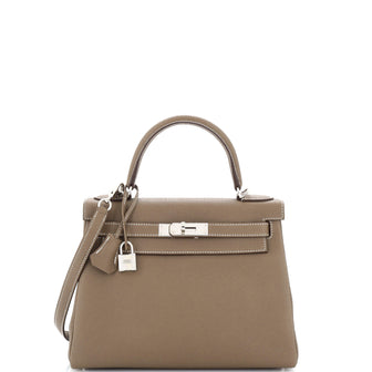 Hermes Kelly Handbag Grey Togo with Palladium Hardware 28
