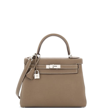 Hermes Kelly Handbag Grey Togo with Palladium Hardware 28