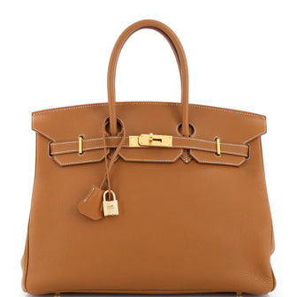 Hermes Birkin Handbag Brown Togo with Gold Hardware 35