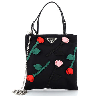 Prada Zip Chain Tote Tessuto with Applique Small