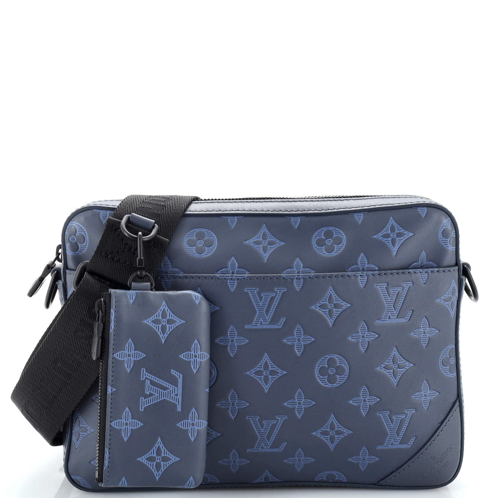 Louis Vuitton Duo Messenger Bag Monogram Shadow Leather Blue 226050308