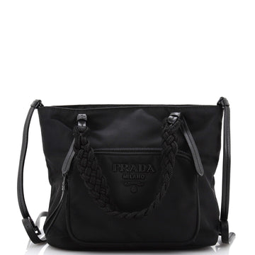 Prada Woven Handle Convertible Pocket Tote Tessuto with Fabric and Saffiano Small