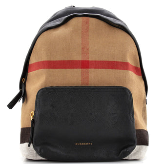 Burberry Abbeydale Backpack House Check Canvas and Leather Medium