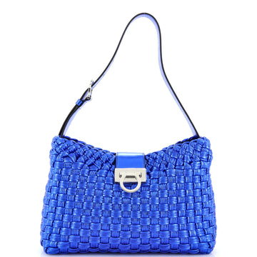 Salvatore Ferragamo Trifolio Shoulder Bag Braided Leather Medium