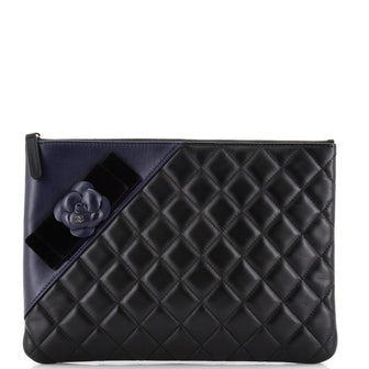 Chanel Camellia O Case Clutch Quilted Lambskin Medium