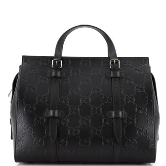 Gucci Tote Bag GG Embossed Perforated Leather