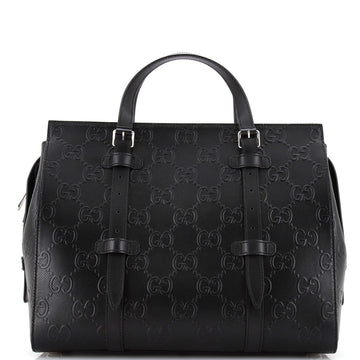 Gucci Tote Bag GG Embossed Perforated Leather