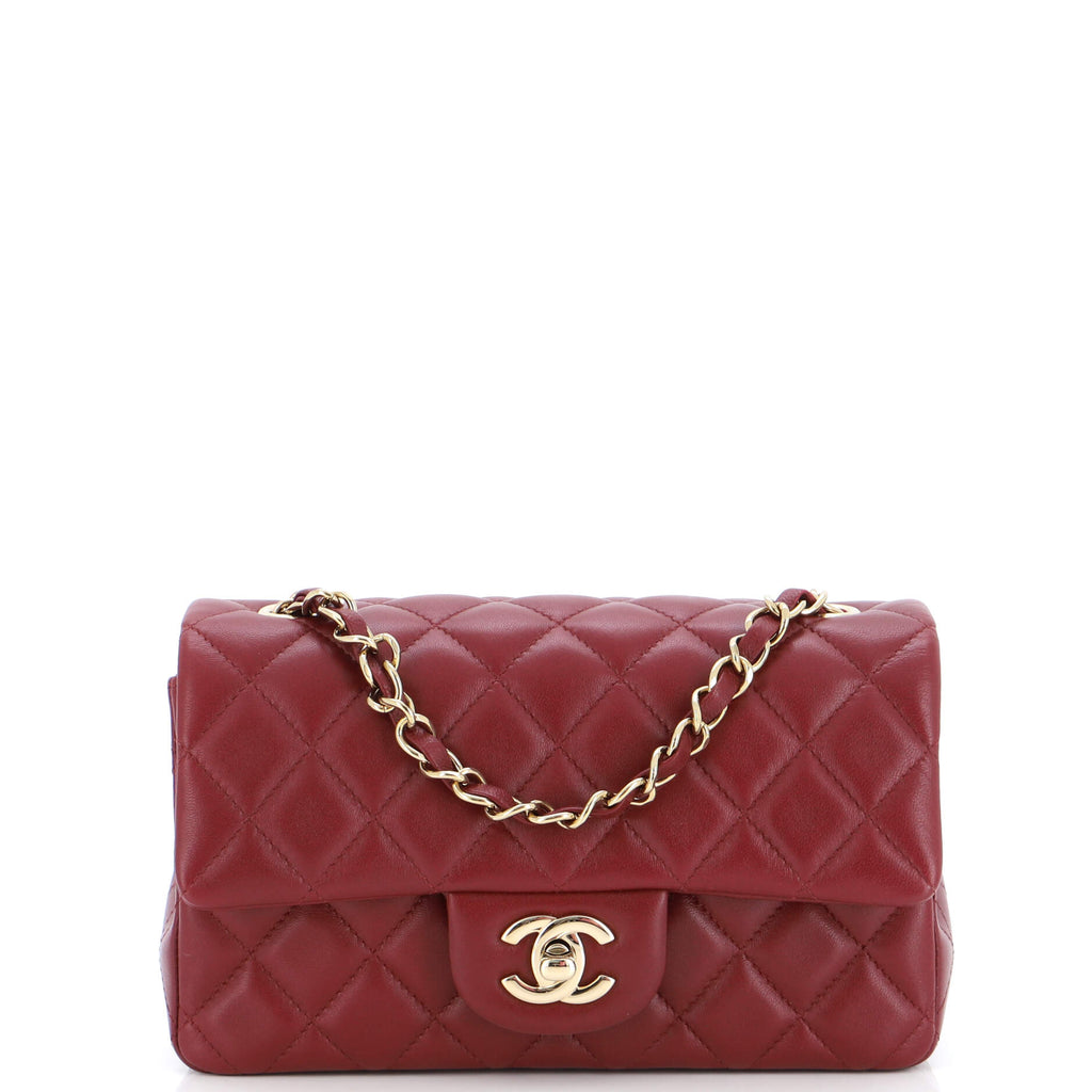 Chanel Classic Single Flap Bag Quilted Lambskin Mini Red 226050387
