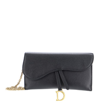 Christian Dior Saddle Chain Wallet Leather