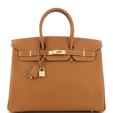 Hermes Birkin Handbag Brown Epsom with Gold Hardware 35