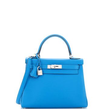 Hermes Kelly Handbag Verso Evercolor with Palladium Hardware 28