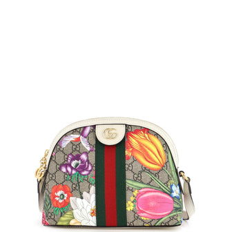 Gucci Ophidia Dome Shoulder Bag Flora GG Coated Canvas Small