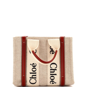 Chloe Woody Tote Canvas with Leather Small