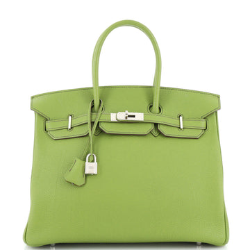 Hermes Birkin Handbag Green Togo with Palladium Hardware 35