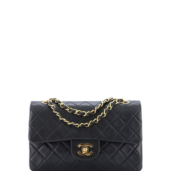Chanel Vintage Classic Double Flap Bag Quilted Lambskin Small