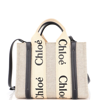 Chloe Woody Convertible Tote Canvas with Leather Small