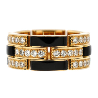 Cartier Maillon Panthere 3 Row Band Ring 18K Yellow Gold with Onyx and Diamonds