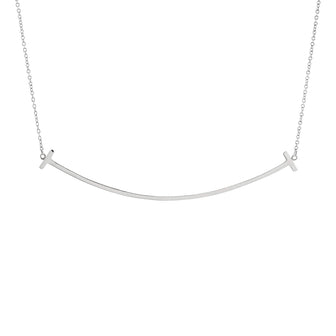 Tiffany & Co. T Smile Pendant Necklace 18K White Gold Large