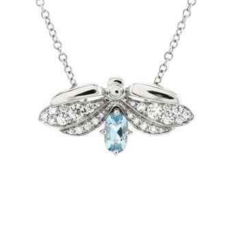 Tiffany & Co. Paper Flowers Firefly Pendant Necklace Platinum with Diamonds and Aquamarine Small