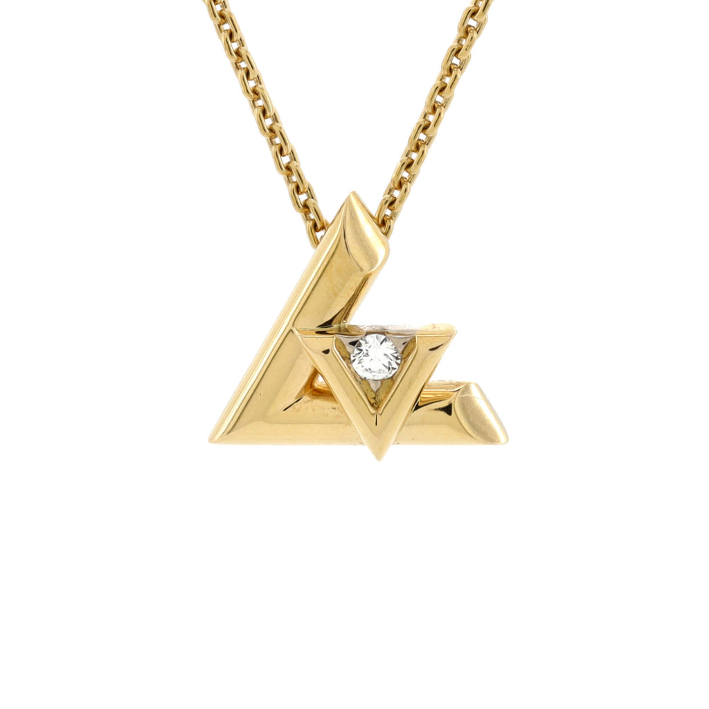 LV Louis Vuitton Volt One Small Pendant Necklaces, White Gold and