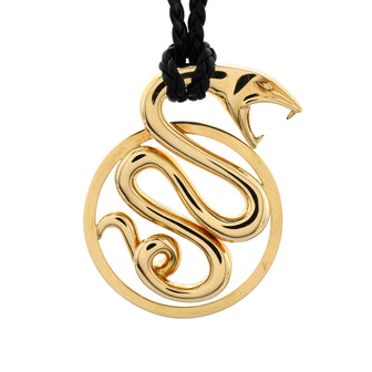 Boucheron Kaa Snake Braided Necklace 18K Yellow Gold with Leather 