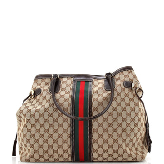 Gucci Vintage Web Tassel Tote GG Canvas