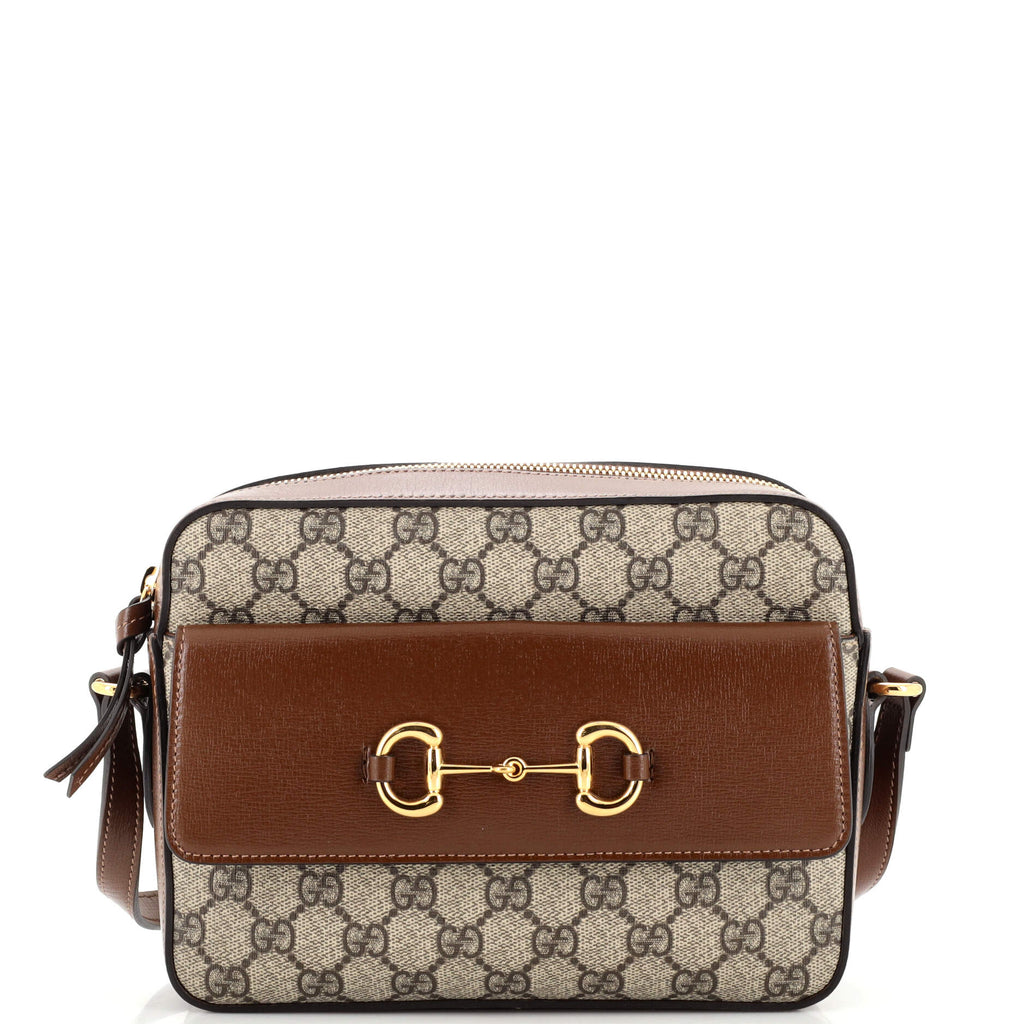 Gucci Horsebit 1955 Crossbody Bag GG Coated Canvas Mini Brown.