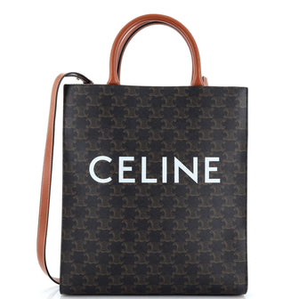 Celine Vertical Cabas Tote Triomphe Coated Canvas Small