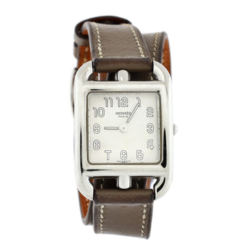Hermes Cape Cod Double Tour Quartz Watch Stainless Steel and Leather 23