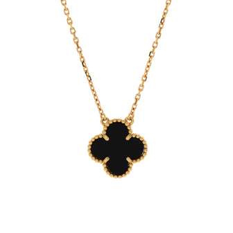 Van Cleef & Arpels Vintage Alhambra Pendant Necklace 18K Yellow Gold and Onyx