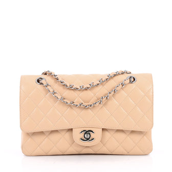 Chanel Classic Double Flap Bag Quilted Caviar Medium Nuetral