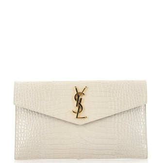 Saint Laurent Uptown Pouch Crocodile Embossed Leather