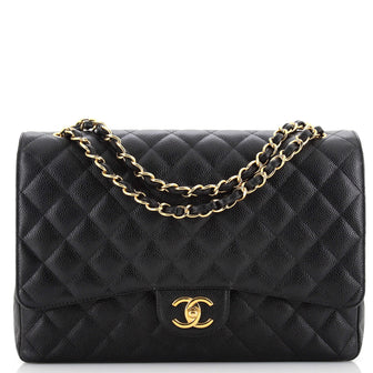 Chanel Classic Double Flap Bag Quilted Caviar Jumbo